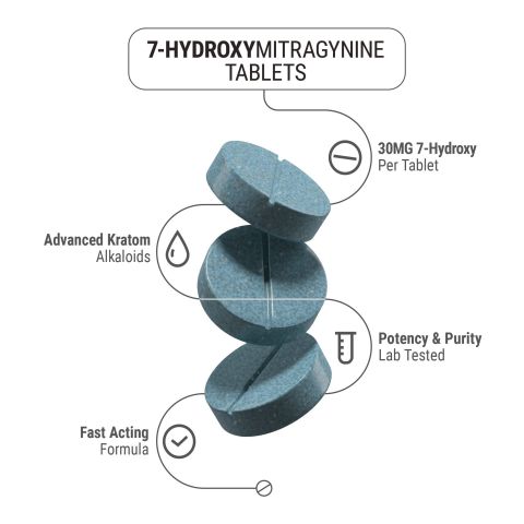 30mg 7-Hydroxy Tablets - Unflavored - Thumbnail 4
