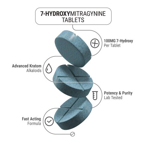 100mg 7-Hydroxy Tablets - Unflavored - Thumbnail 4