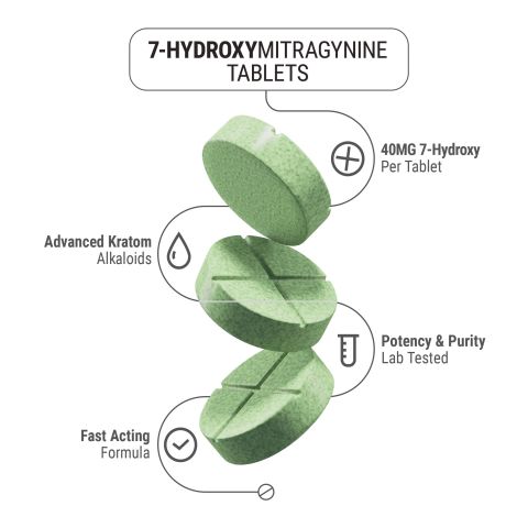 40mg 7-Hydroxy Tablets - Green Apple - Thumbnail 4