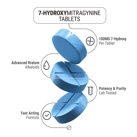 100mg 7-Hydroxy Tablets - Blueberry - Thumbnail 2