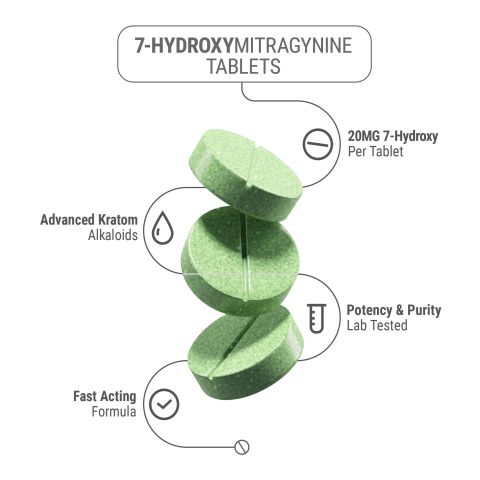 20mg 7-Hydroxy Tablets - Green Apple - Thumbnail 2