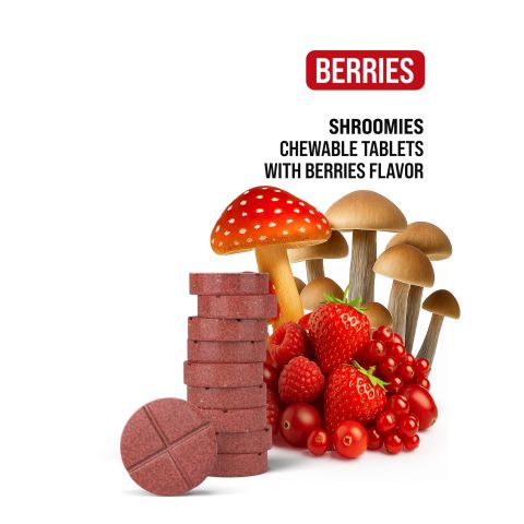 50mg 7OH & Mushroom Blend Tablets - Berries - Shrooomies - Thumbnail 5
