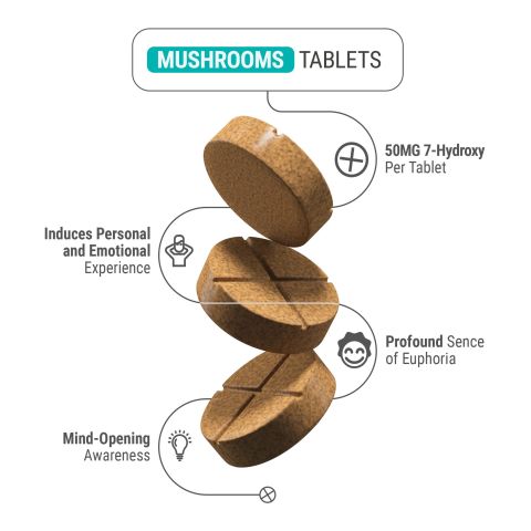 50mg 7OH & Mushroom Blend Tablets - Mango - Shrooomies - Thumbnail 4