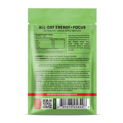 500mg - All-Day Energy + Focus - Green Apple Matcha - Mood Tablets - Thumbnail 8