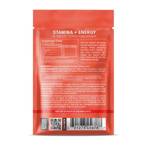 500mg - Stamina + Energy - Citrus Pomegranate - Mood Tablets - Thumbnail 8