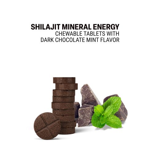 500mg - Shilajit Mineral Energy - Dark Chocolate Mint - Mood Tablets - Thumbnail 4