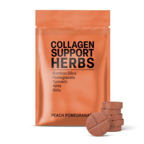 500mg - Amla, Bamboo Silica, Gotu, Pomegranate, Turmeric Tablets - Collagen Support Herbs - Peach Pomegranate - Mood Tablets - Thumbnail 2