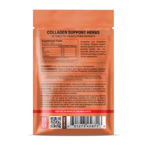 500mg - Amla, Bamboo Silica, Gotu, Pomegranate, Turmeric Tablets - Collagen Support Herbs - Peach Pomegranate - Mood Tablets - Thumbnail 8